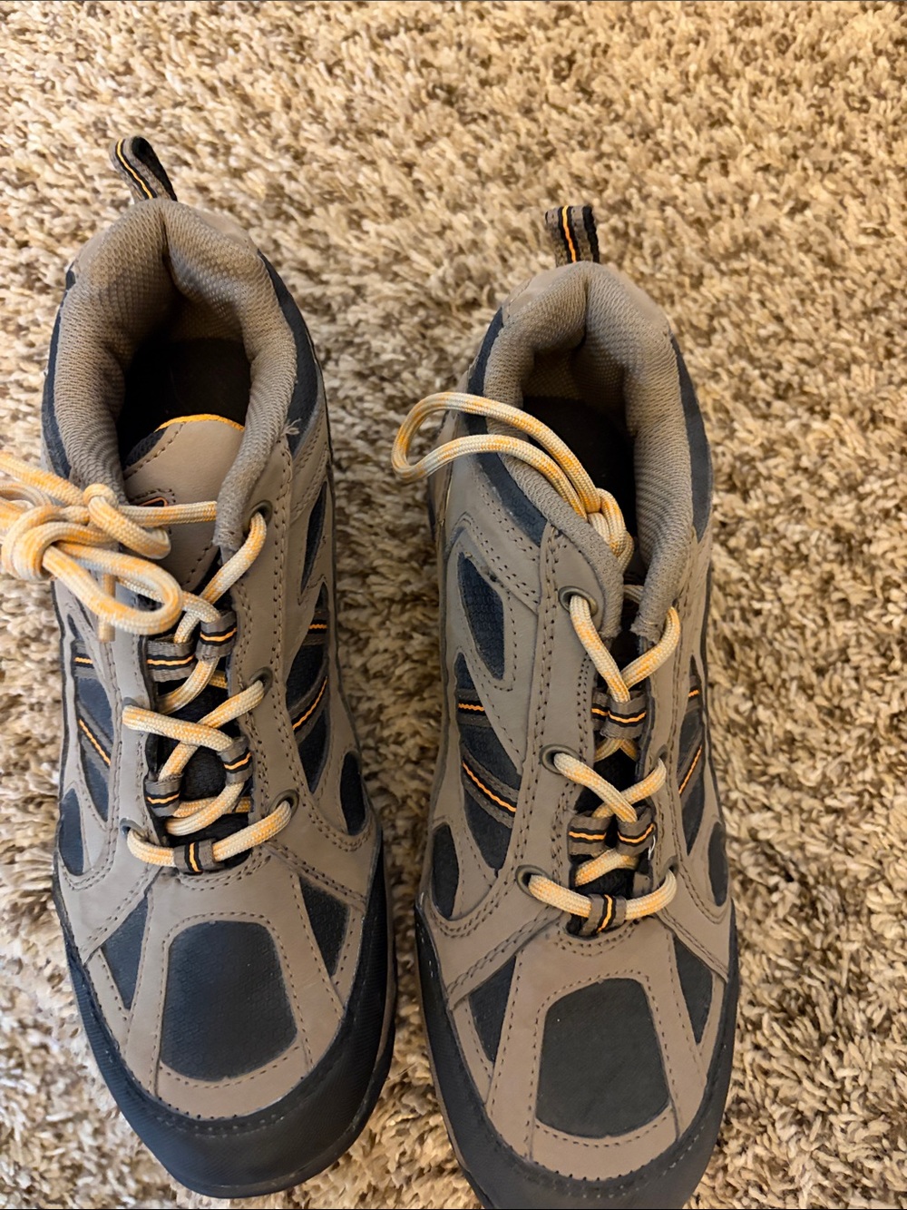 Size 6 Coleman Brown and Black Kids Trail Boots with Yellow Accents - Picture 1 of 4